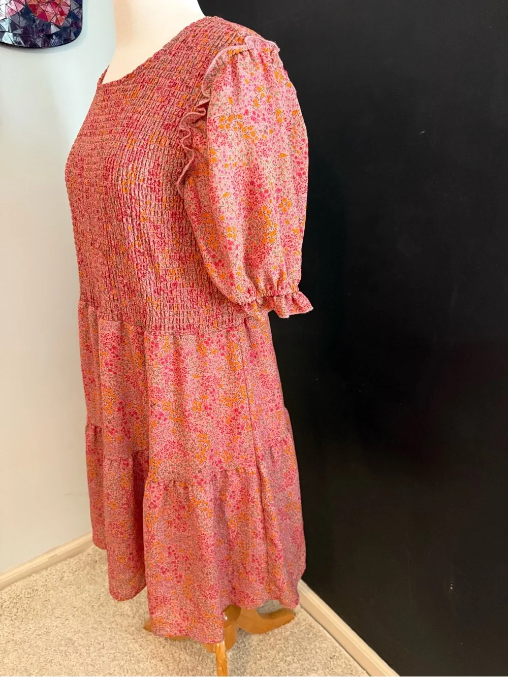 wild fable Pink Floral Smocked Tiered Mini Dress